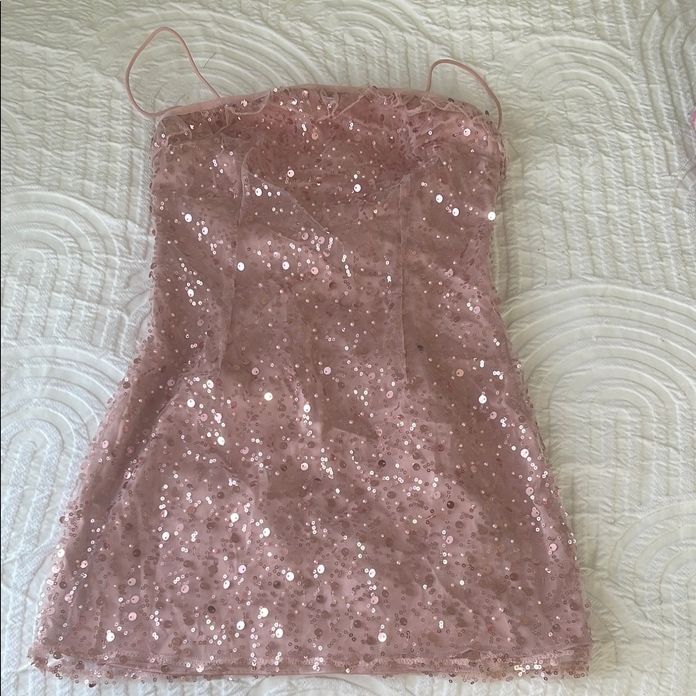 Pink Sequin Strap Dress - Picture 1 of 2